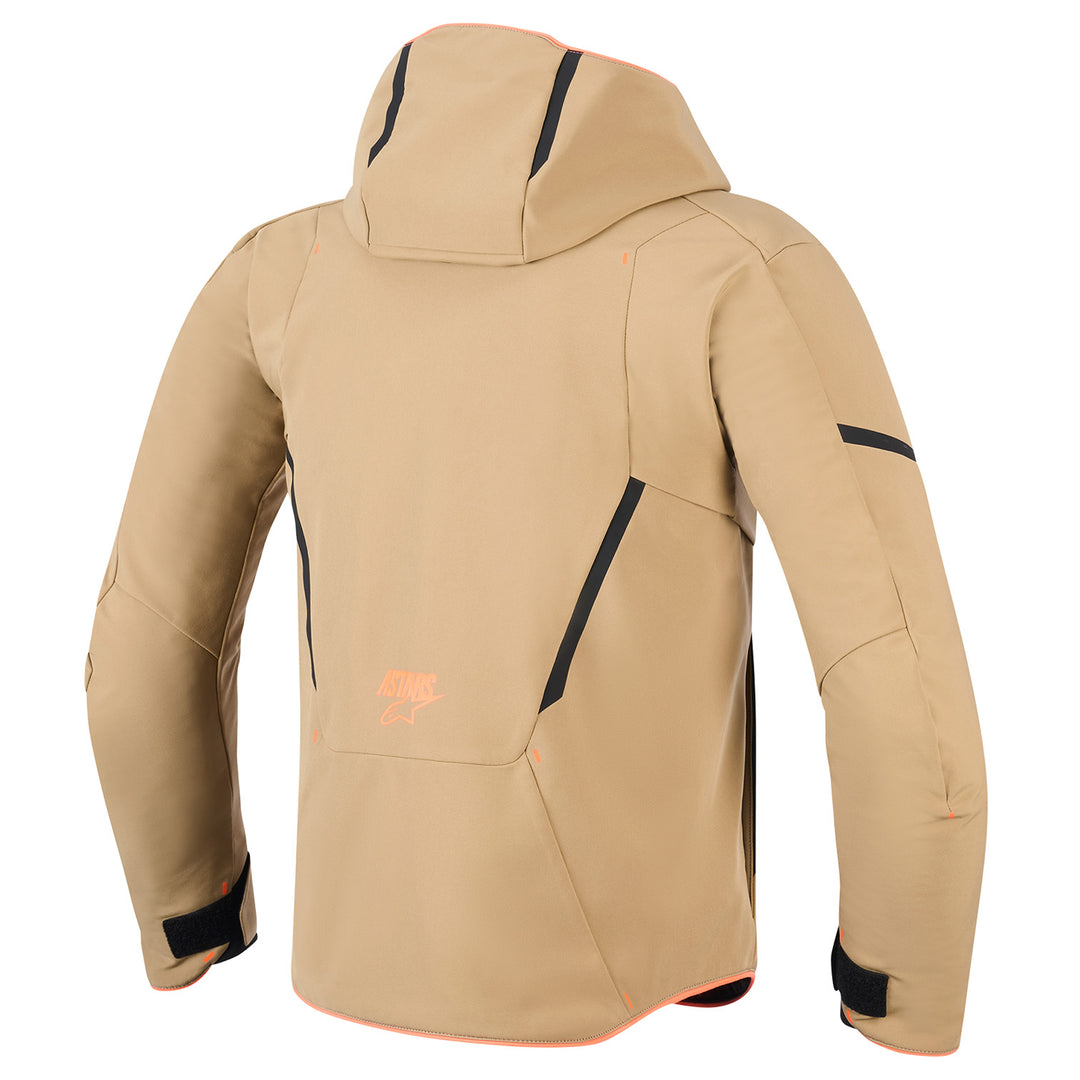 Alpinestars Aeroshell Waterproof Jacket Dark Khaki/Black/Orange Fluo - Rear View