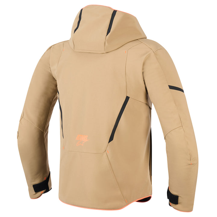 Alpinestars Aeroshell Waterproof Jacket Dark Khaki/Black/Orange Fluo - Rear View