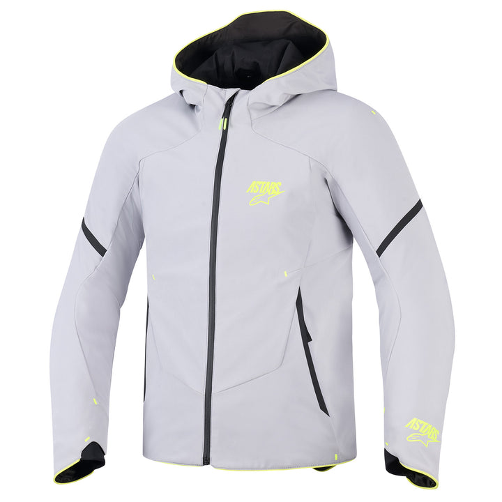 Alpinestars Aeroshell Waterproof Jacket Mid Gray/Yellow Fluo - Front View