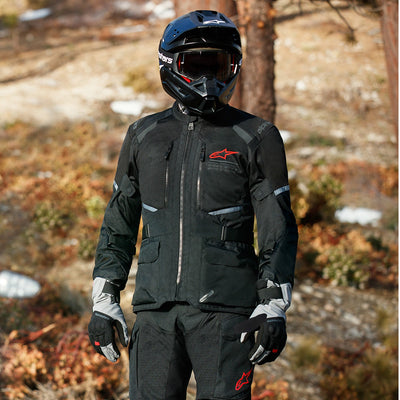 Alpinestars Andes Air Drystar Jacket - Lifestyle of Rider Standing in Jacket in Front Of Snowy Ground