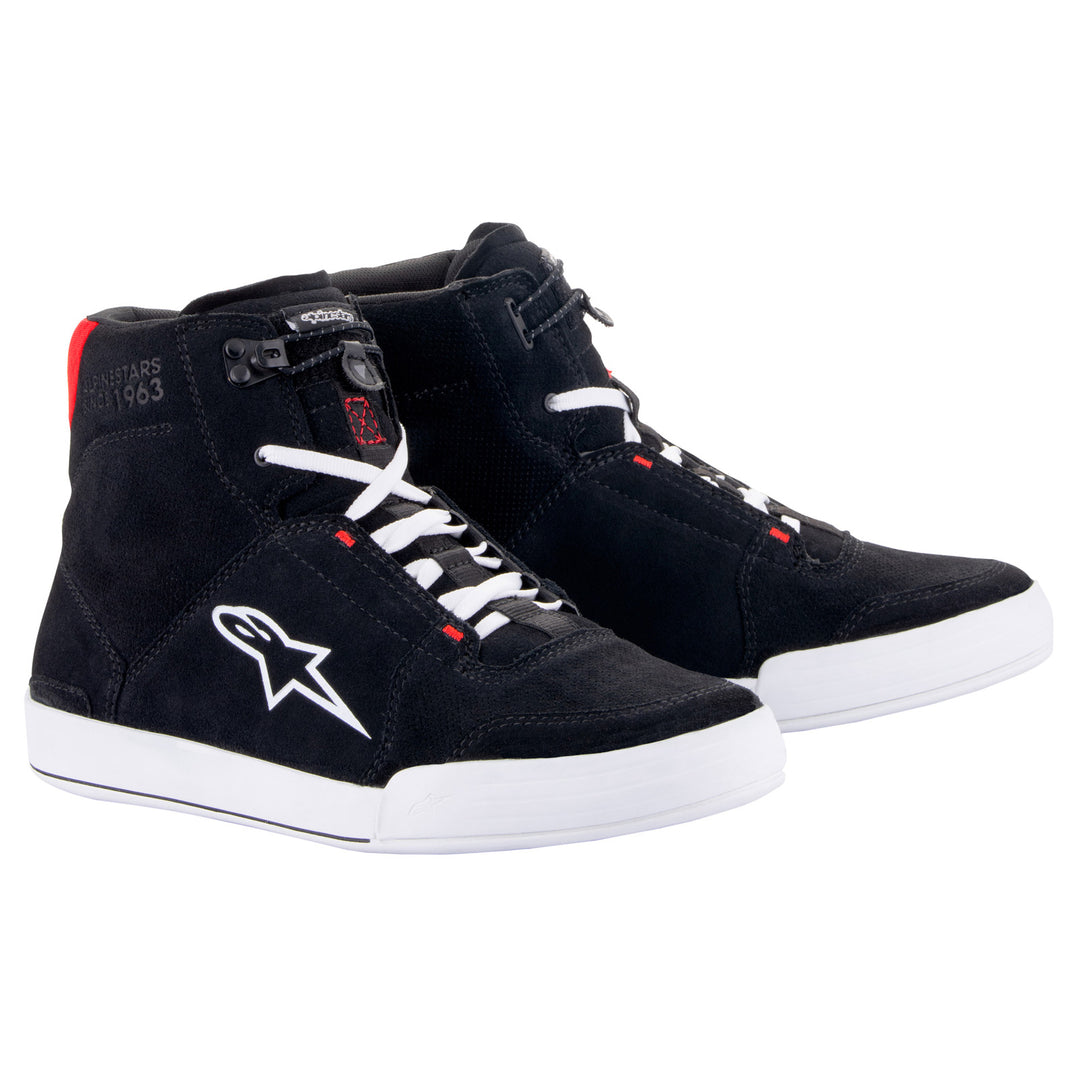 Alpinestars Chrome Riding Shoe Black/White/Bright Red - Front Side View of Pair