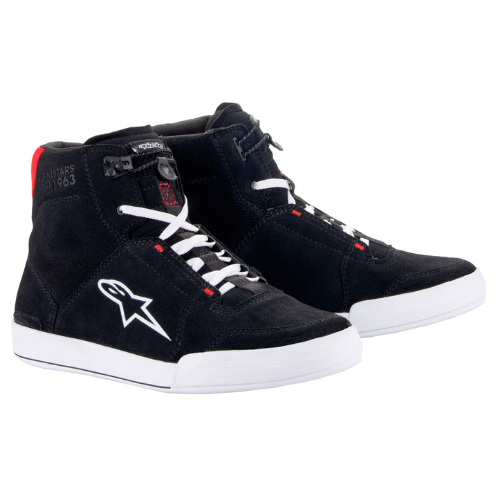 Alpinestars Chrome Riding Shoe Black/White/Bright Red - Front Side View of Pair