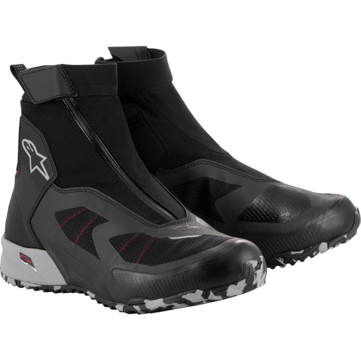 Alpinestars CR-8 Gore-Tex Shoes Black/Grey/Red - Front Side View of Pair
