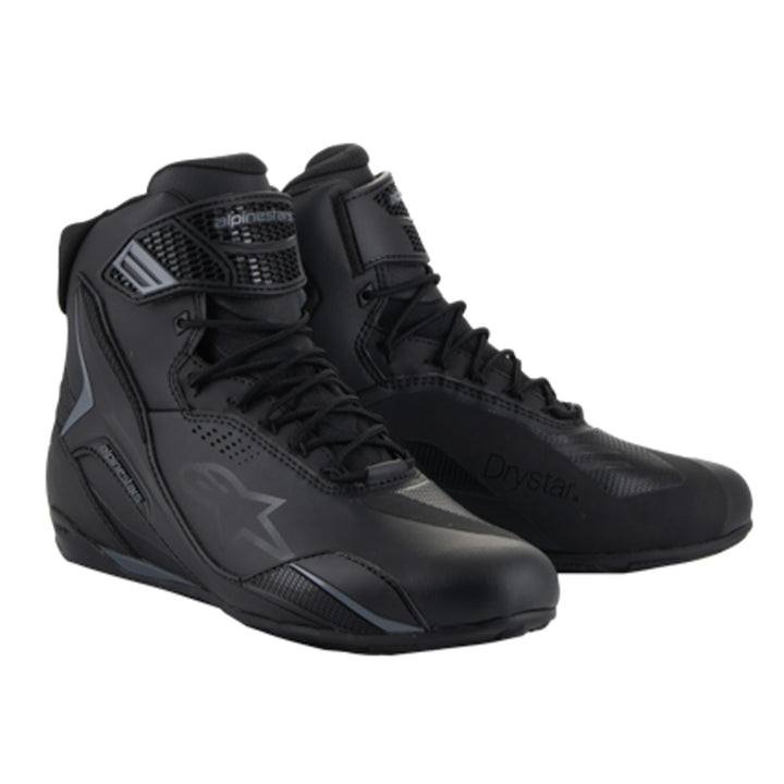 Alpinestars Faster-4 Drystar Riding Shoes Black/Cool Grey - Front Side View of Pair