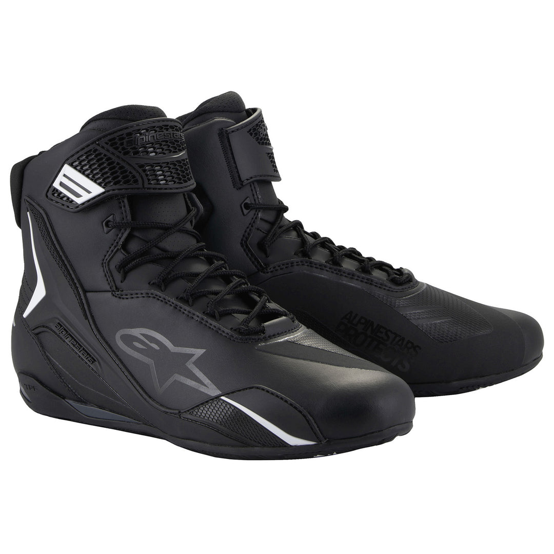 Alpinestars Faster-4 Riding Shoes Black - Front Side View of Pair