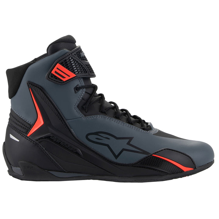 Alpinestars Faster-4 Riding Shoes Black/Gray/Red Fluo - Outer Side View