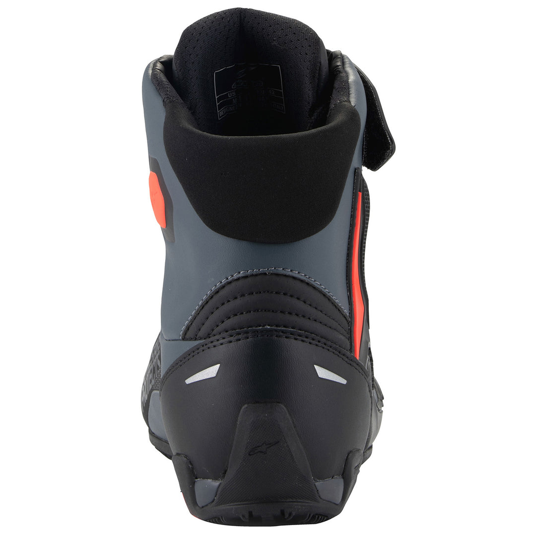 Alpinestars Faster-4 Riding Shoes Black/Gray/Red Fluo - Rear View