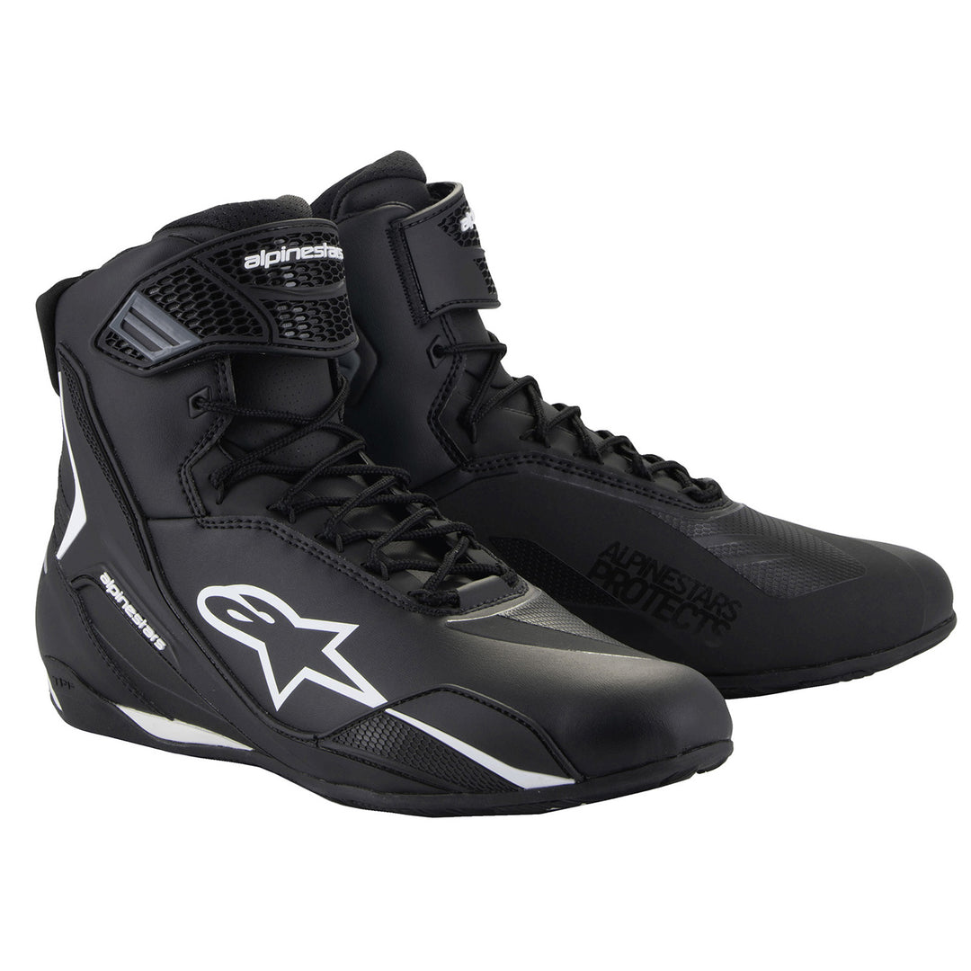 Alpinestars Faster-4 Riding Shoes Black/White - Front Side View of Pair