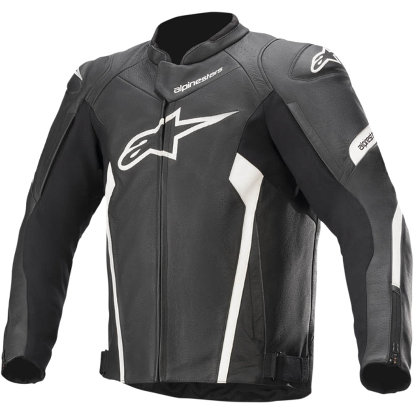 Alpinestars Faster V2 Leather Jacket Black/White - Front View