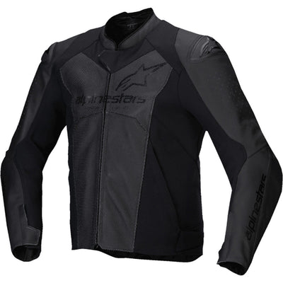 Alpinestars Faster V3 Airflow Leather Jacket Black/Black - Front View