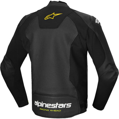 Alpinestars Faster V3 Airflow Leather Jacket Black/White/Yellow Fluo - Rear View