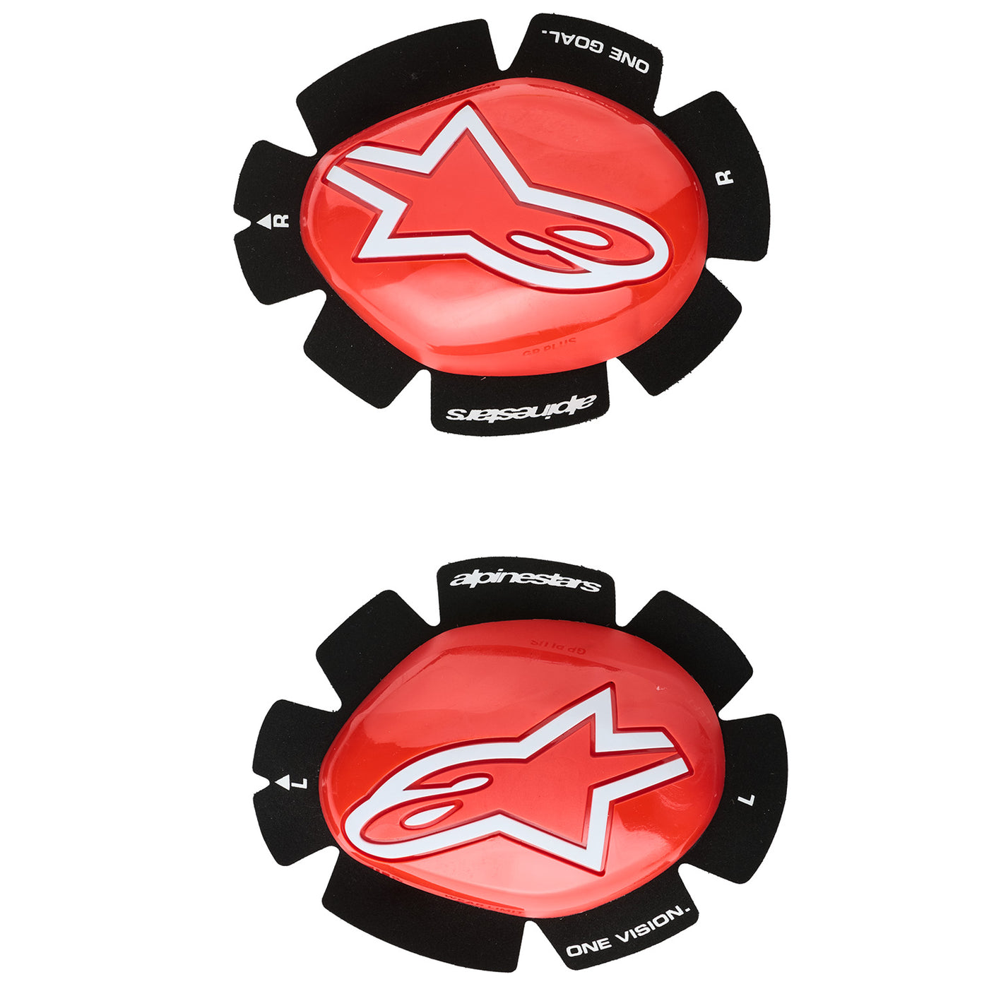 Alpinestars GP Plus Knee Sliders Red/White - Front View of Pair