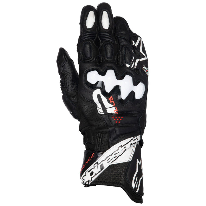 Alpinestars GP Plus R V3 Leather Gloves Black/White - Back of Hand View