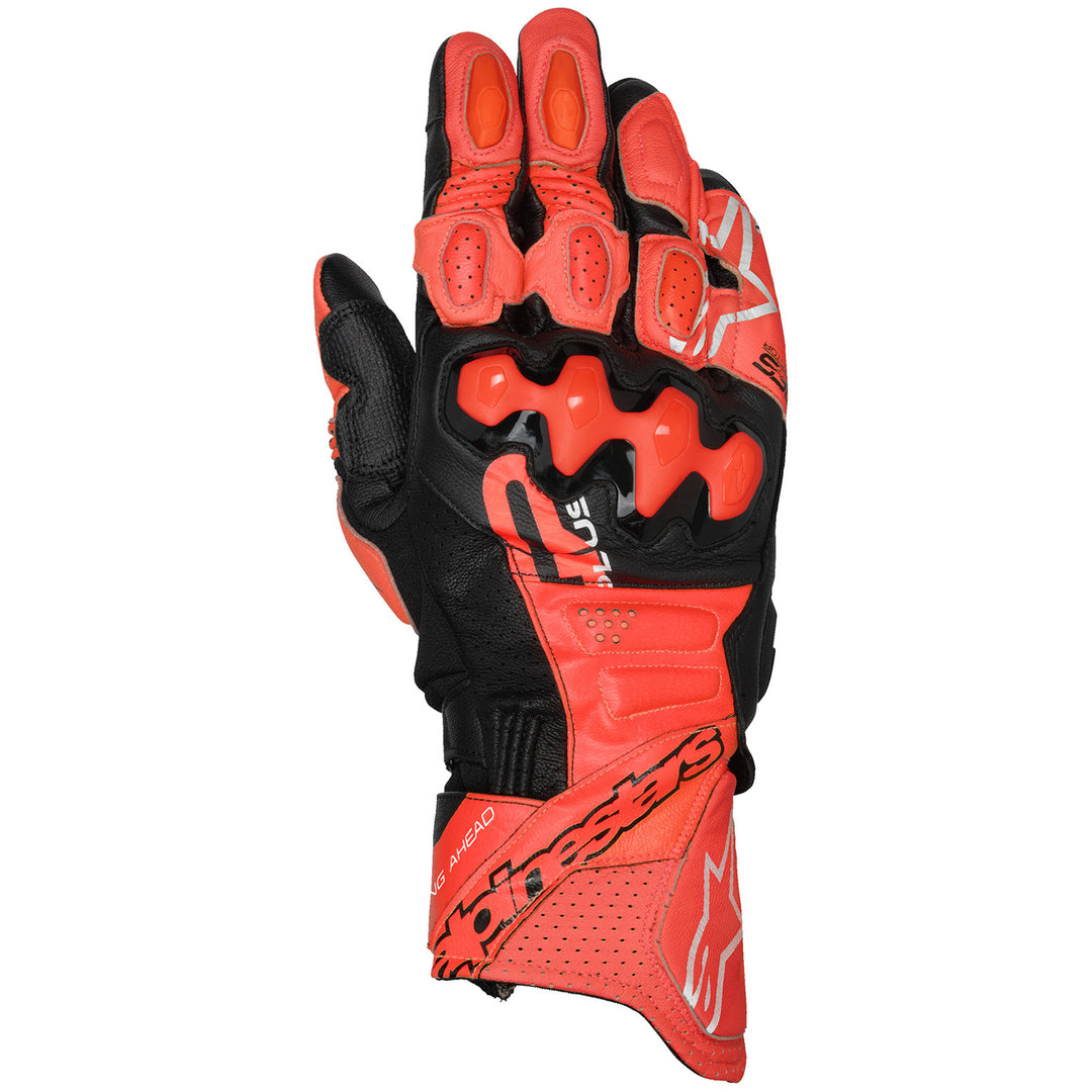 Alpinestars GP Plus R V3 Leather Gloves Bright Red/Red Fluo/Black - Back of Hand View