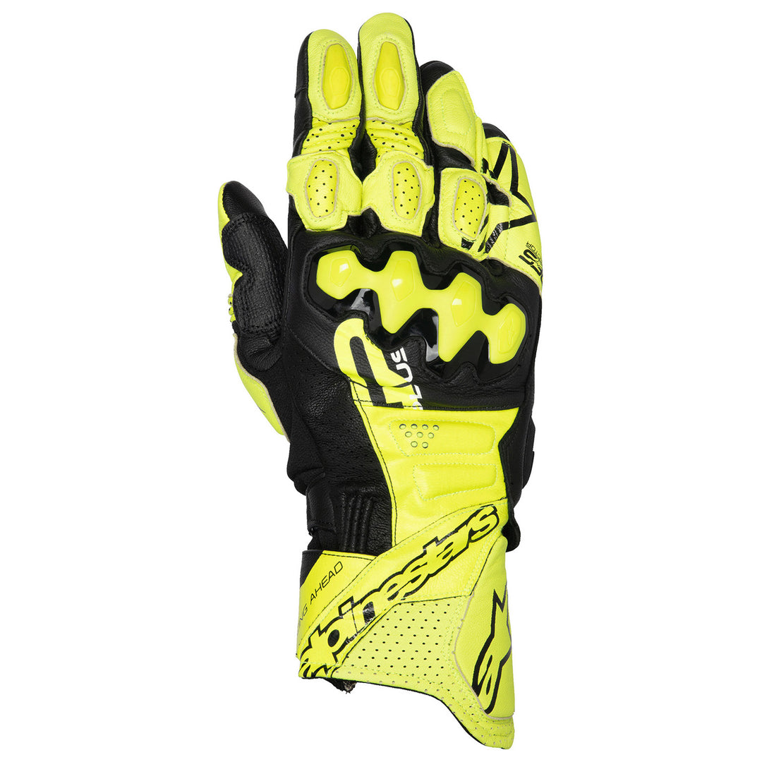 Alpinestars GP Plus R V3 Leather Gloves Yellow Fluo/Black - Back of Hand View