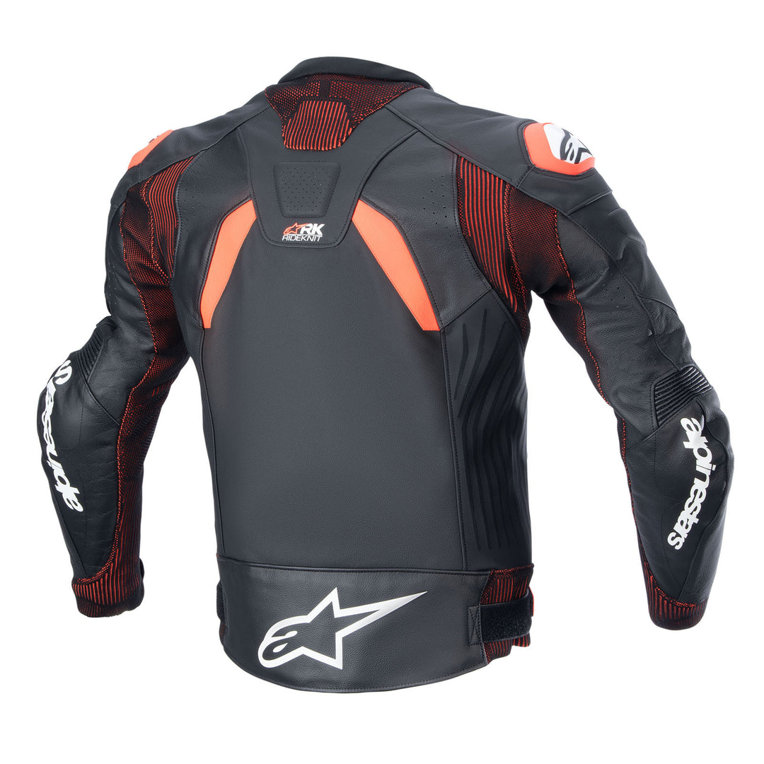 Alpinestars GP Plus R V4 Rideknit Leather Jacket Black/Red Fluo/White - Rear View