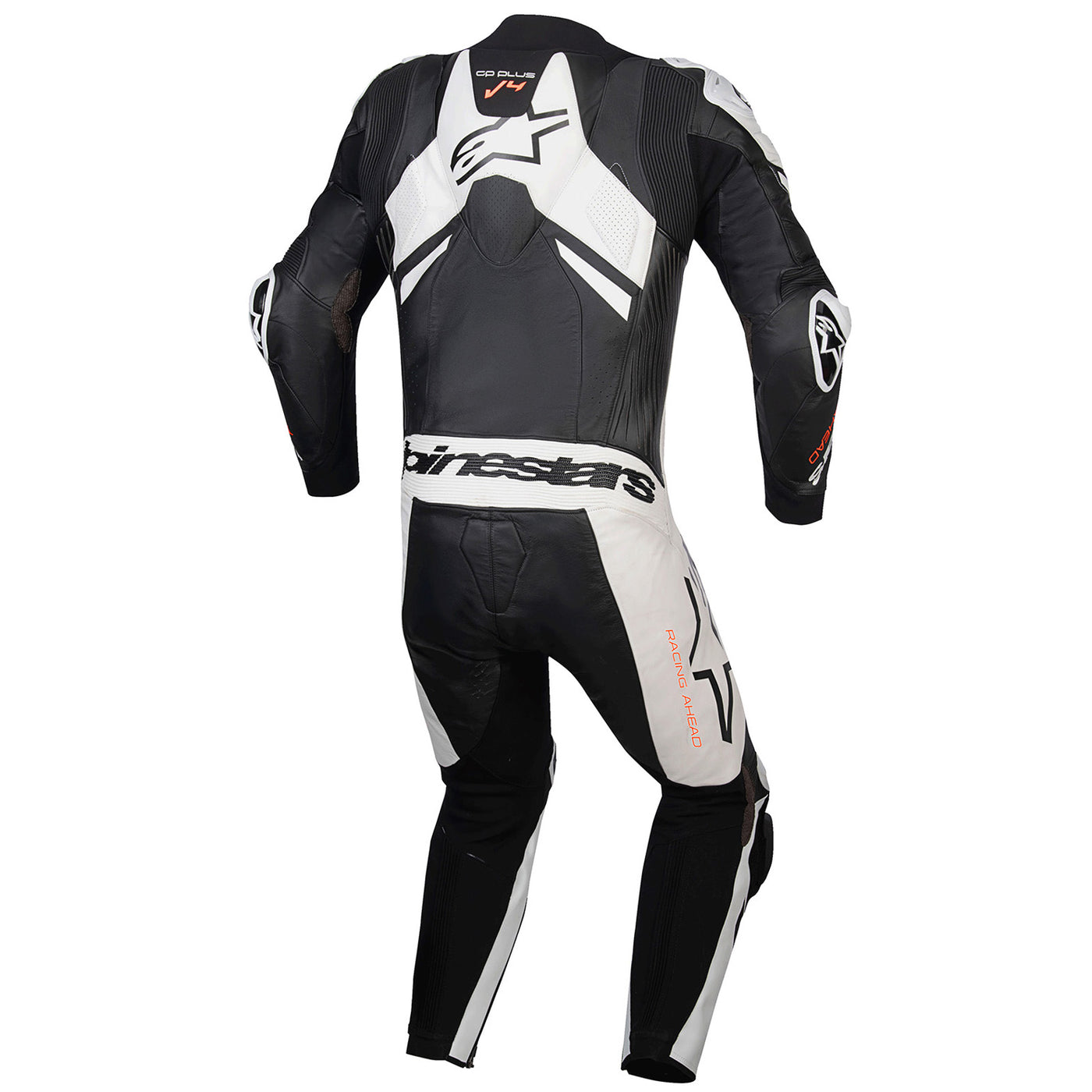 Alpinestars GP Plus V4 Sprint 1-Piece Leather Suit Black/White/Red Fluo - Rear View