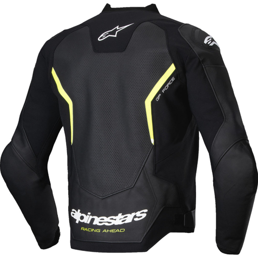 Alpinestars GP Force V2 Airflow Leather Jacket Black/Yellow Fluo - Rear View