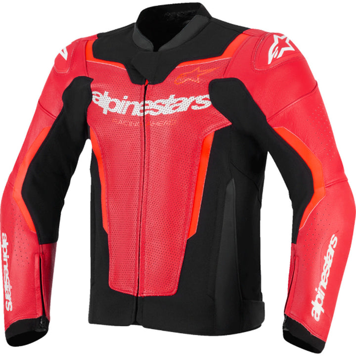 Alpinestars GP Force V2 Airflow Leather Jacket Red/Red Fluo - Front View