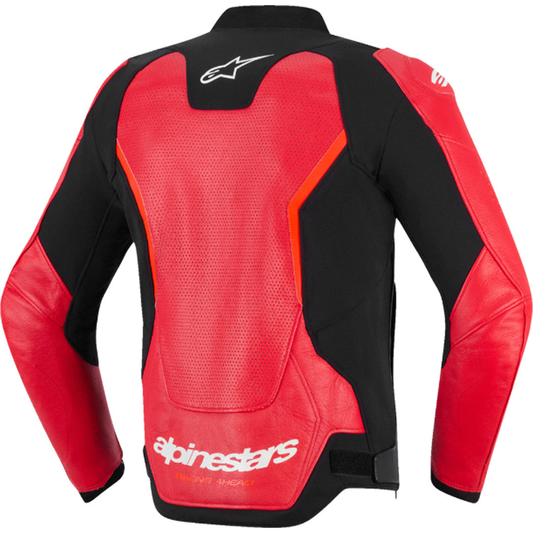 Alpinestars GP Force V2 Airflow Leather Jacket Red/Red Fluo - Rear View