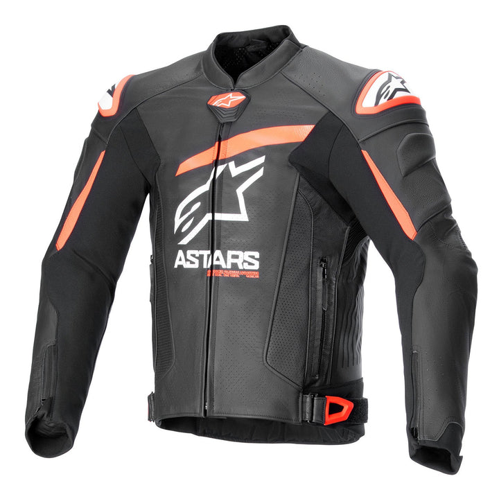 Alpinestars GP Plus R V4 Airflow Leather Jacket Black/Red Fluo/White - Front View