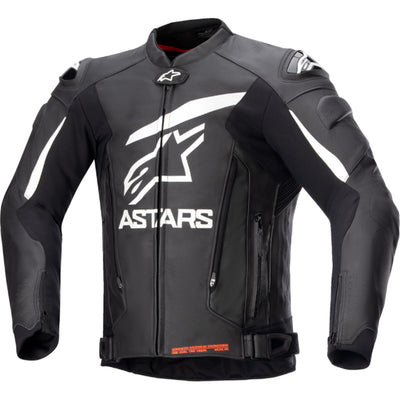 Alpinestars GP Plus R V4 Leather Jacket Black/White - Front View