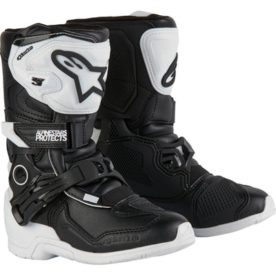 Alpinestars Kids Tech 3S MX Boots Black/White - Front Side View of Pair