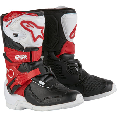 Alpinestars Kids Tech 3S MX Boots Red/Black/White - Front Side View of Pair