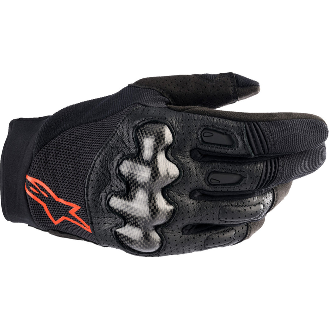 Alpinestars Megawatt V2 Gloves Black/Fluo Red - Back of Hand View