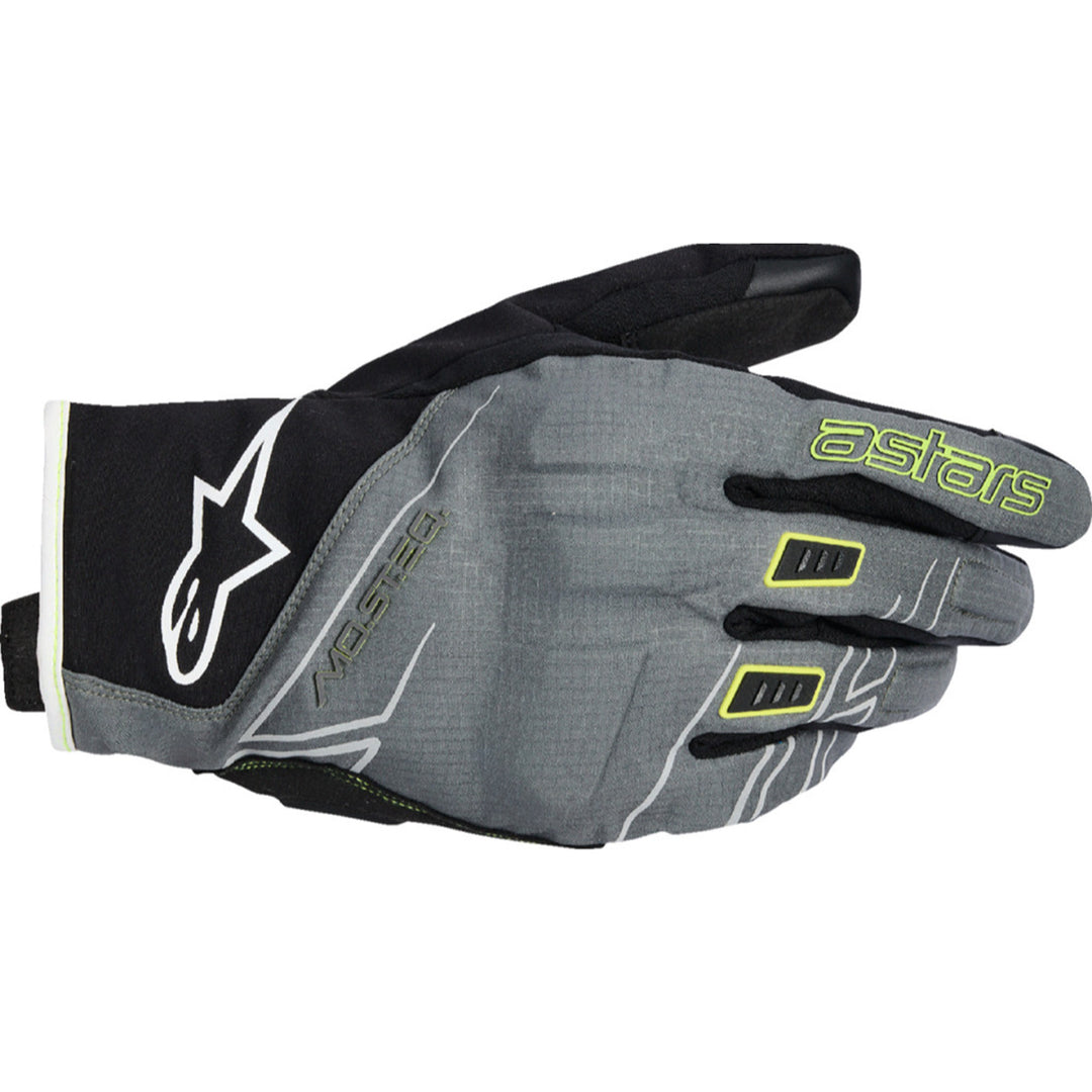 Alpinestars Moblast WP Gloves Fur Gray/Black/Sulphur Yellow - Back of Hand View