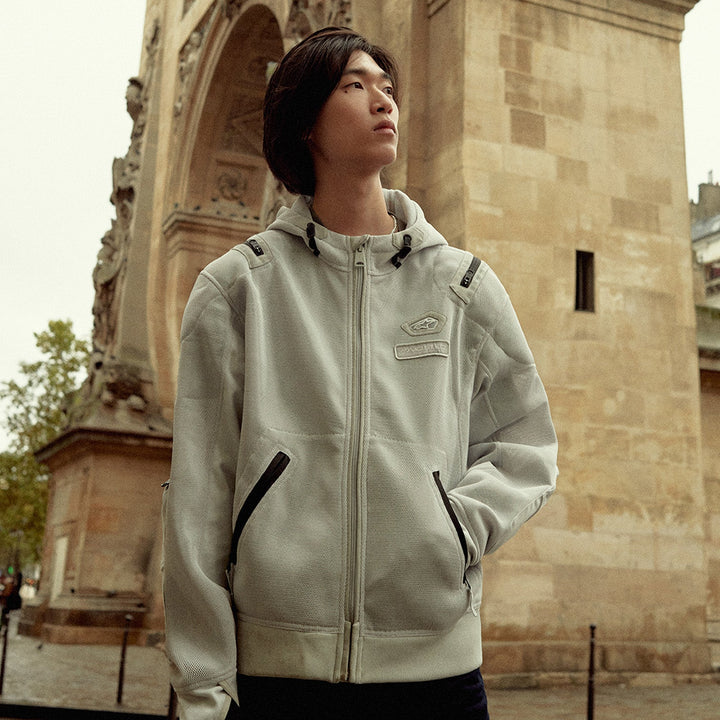 Alpinestars Moflow Air Tech Hoodie Gray - Lifestyle Shot of Model Wearing Hoodie