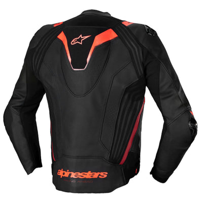 Alpinestars Missile V3 Ignition Leather Jacket Black/Red Fluo/Dark Red - Rear View