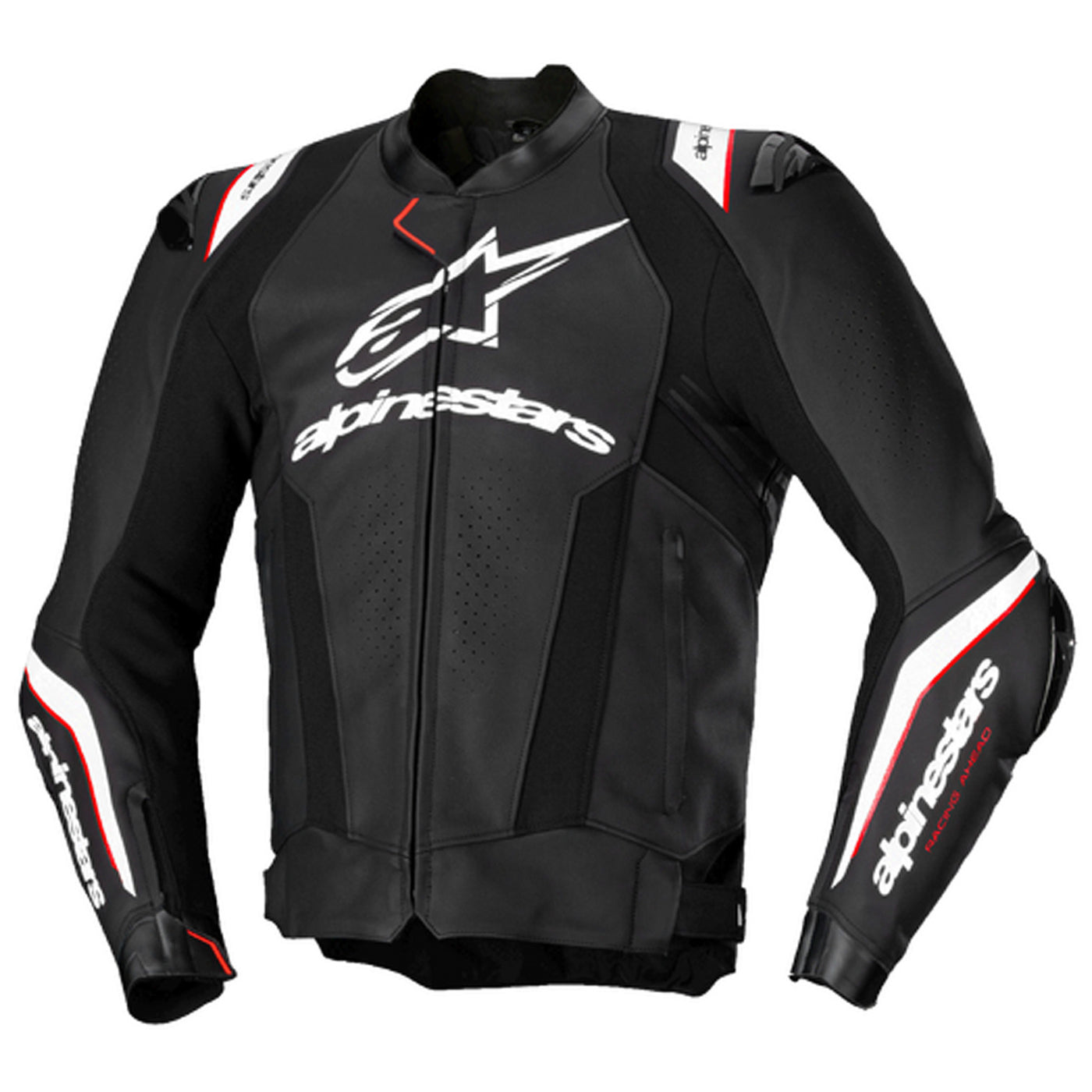 Alpinestars Missile V3 Ignition Leather Jacket Black/White - Front View