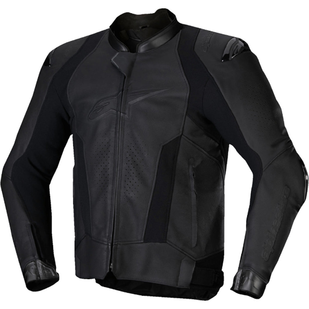 Alpinestars Missile V3 Leather Jacket Black/Black - Front View