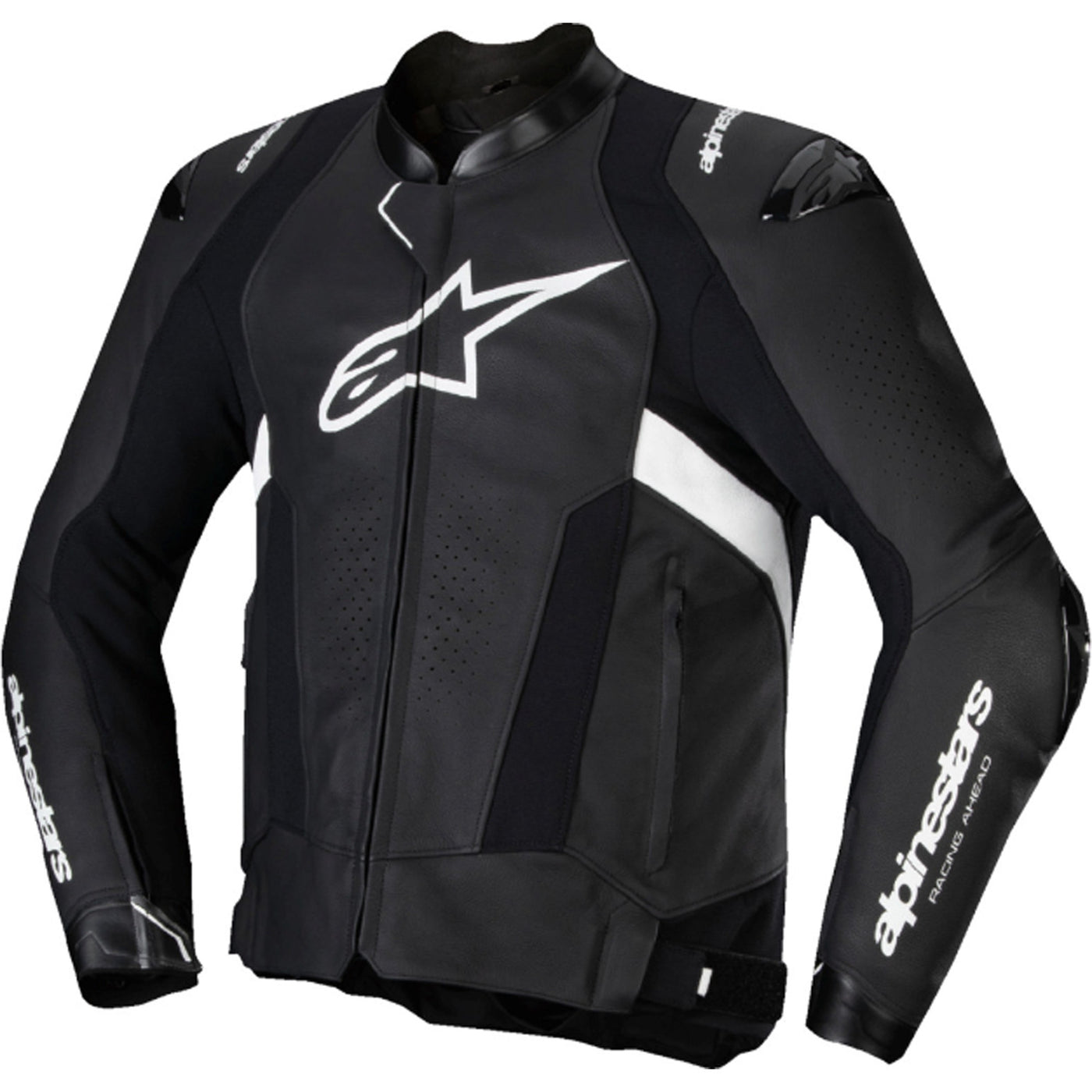 Alpinestars Missile V3 Leather Jacket Black/White - Front View