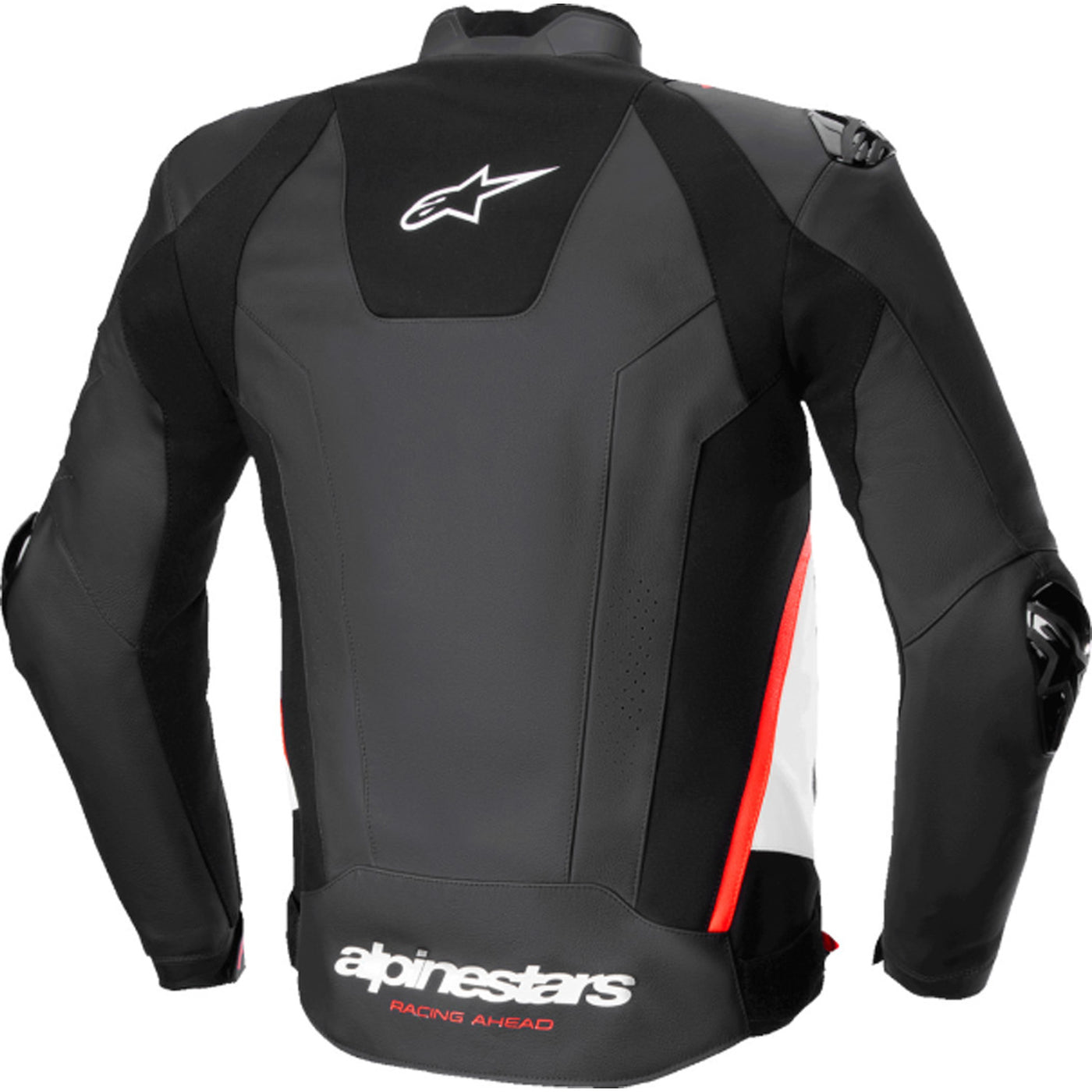 Alpinestars Missile V3 Leather Jacket Black/White/Red Fluo - Rear View