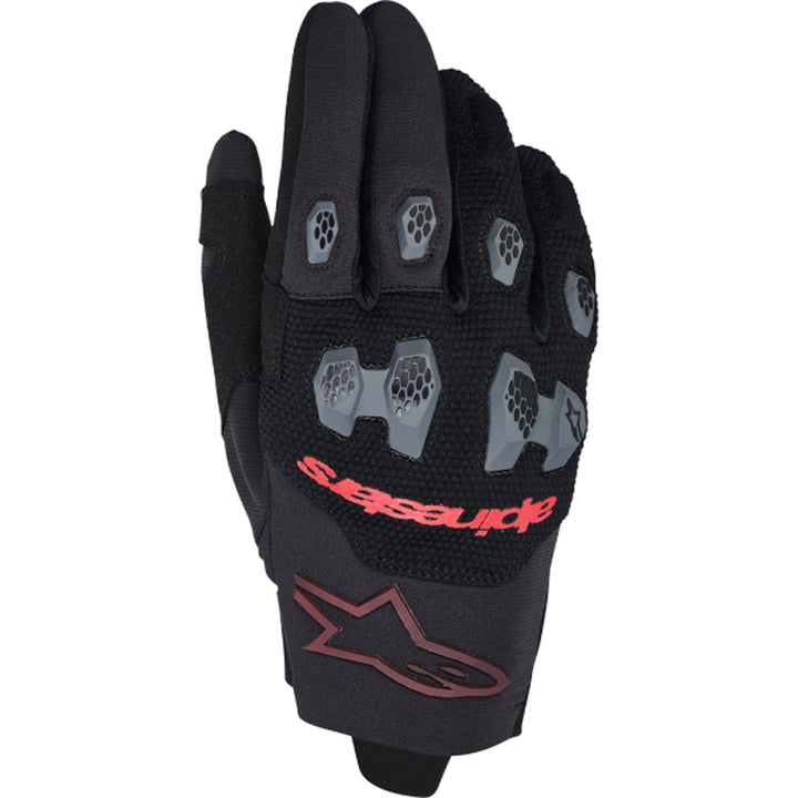Alpinestars Pro-Dura Gloves Black/Bright Red - Back of Hand View