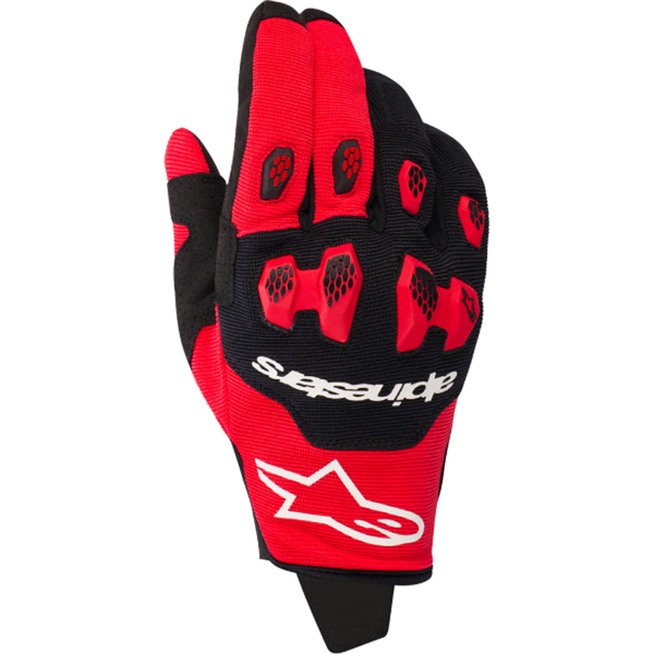 Alpinestars Pro-Dura Gloves Bright Red/Black - Back of Hand View