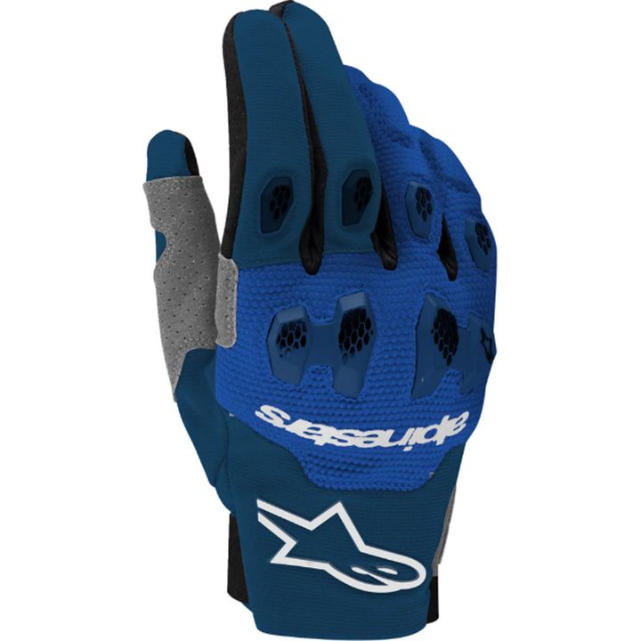 Alpinestars Pro-Dura Gloves Navy/Bright Blue/White - Back of Hand View
