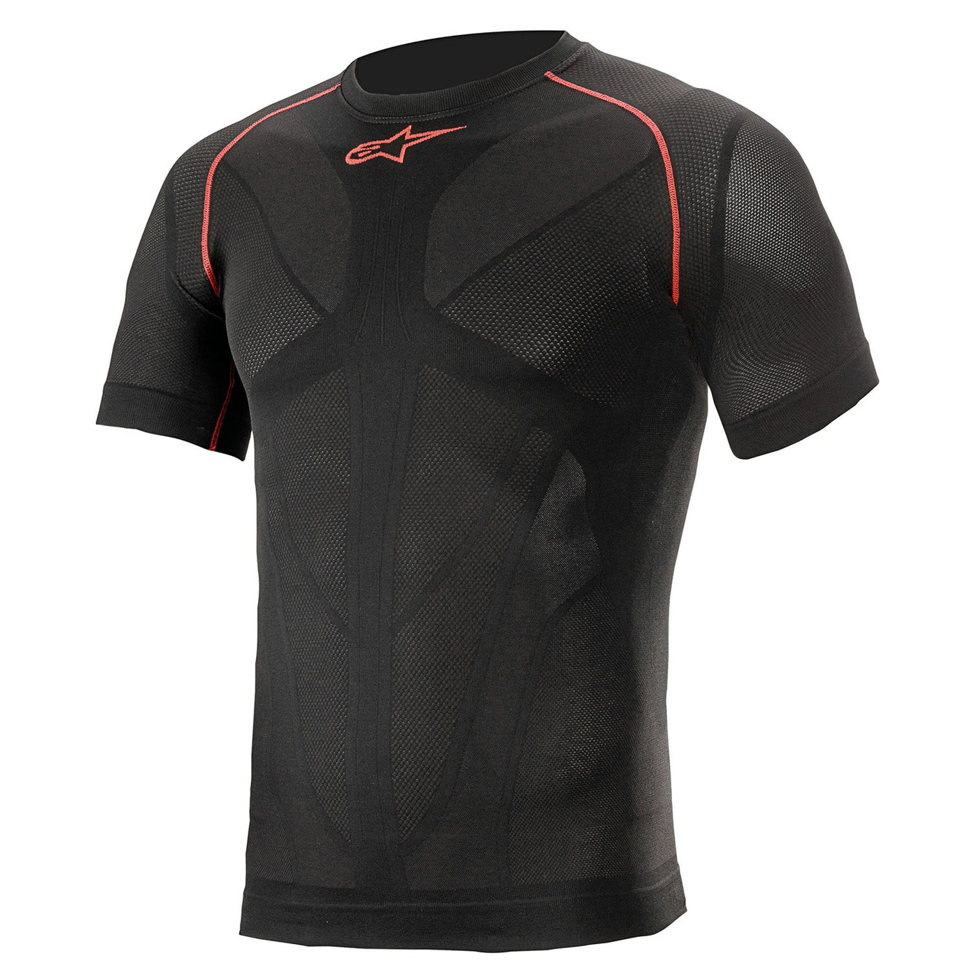 Alpinestars Ride Tech V2 Short Sleeve Summer Black/Red - Front View