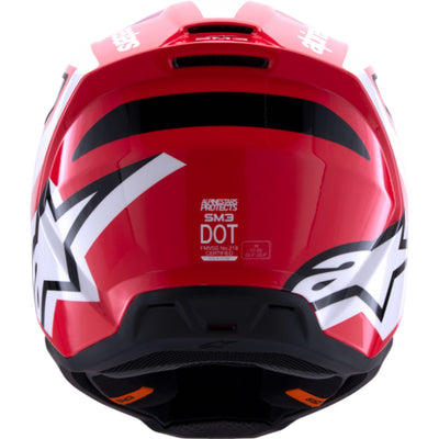 Alpinestars SM3 Heat Helmet Gloss Red/White/Black - Rear View