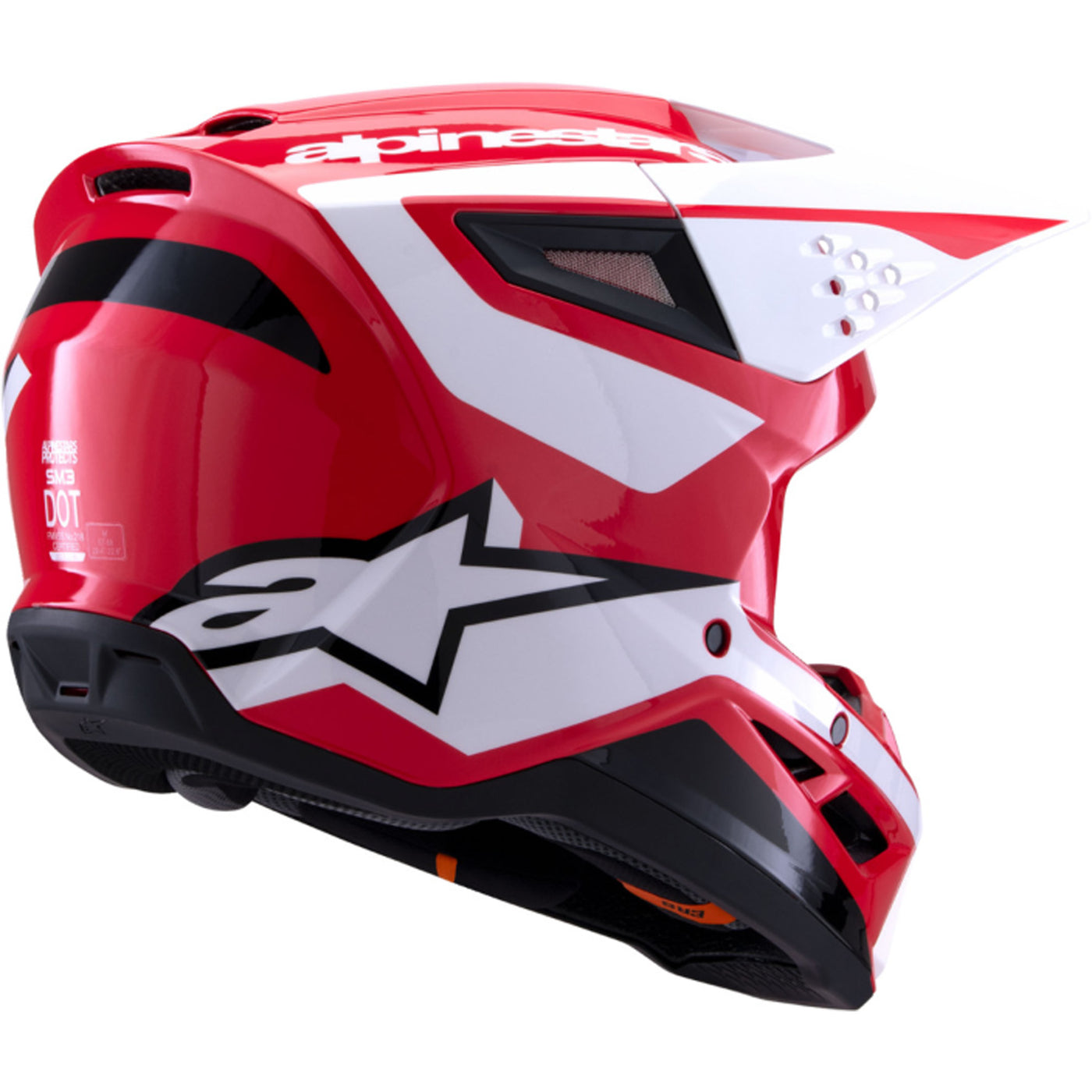 Alpinestars SM3 Heat Helmet Gloss Red/White/Black - Rear Right Side View