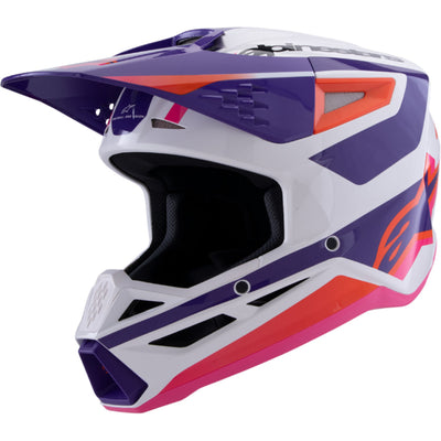 Alpinestars SM3 Heat Helmet Gloss White/Purple/Pink - Front Left Side View