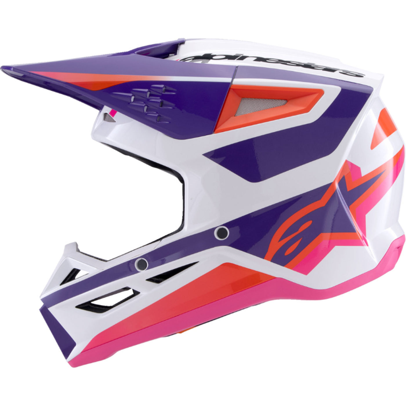 Alpinestars SM3 Heat Helmet Gloss White/Purple/Pink - Left Side View