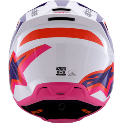 Alpinestars SM3 Heat Helmet Gloss White/Purple/Pink - Rear View