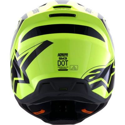 Alpinestars SM3 Heat Helmet Gloss Yellow Fluo/Black - Rear View