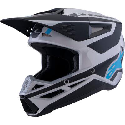 Alpinestars SM3 Heat Helmet Matte Silver/Blue/Black - Front Left Side View