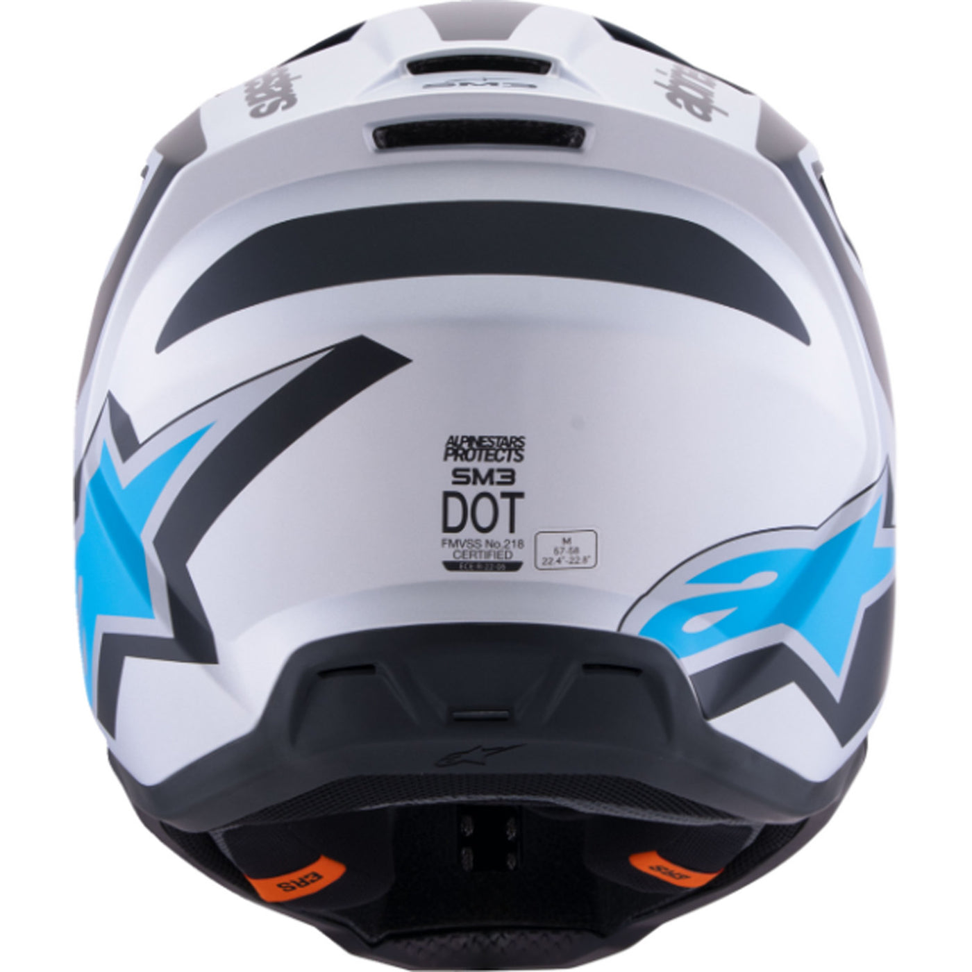 Alpinestars SM3 Heat Helmet Matte Silver/Blue/Black - Rear View