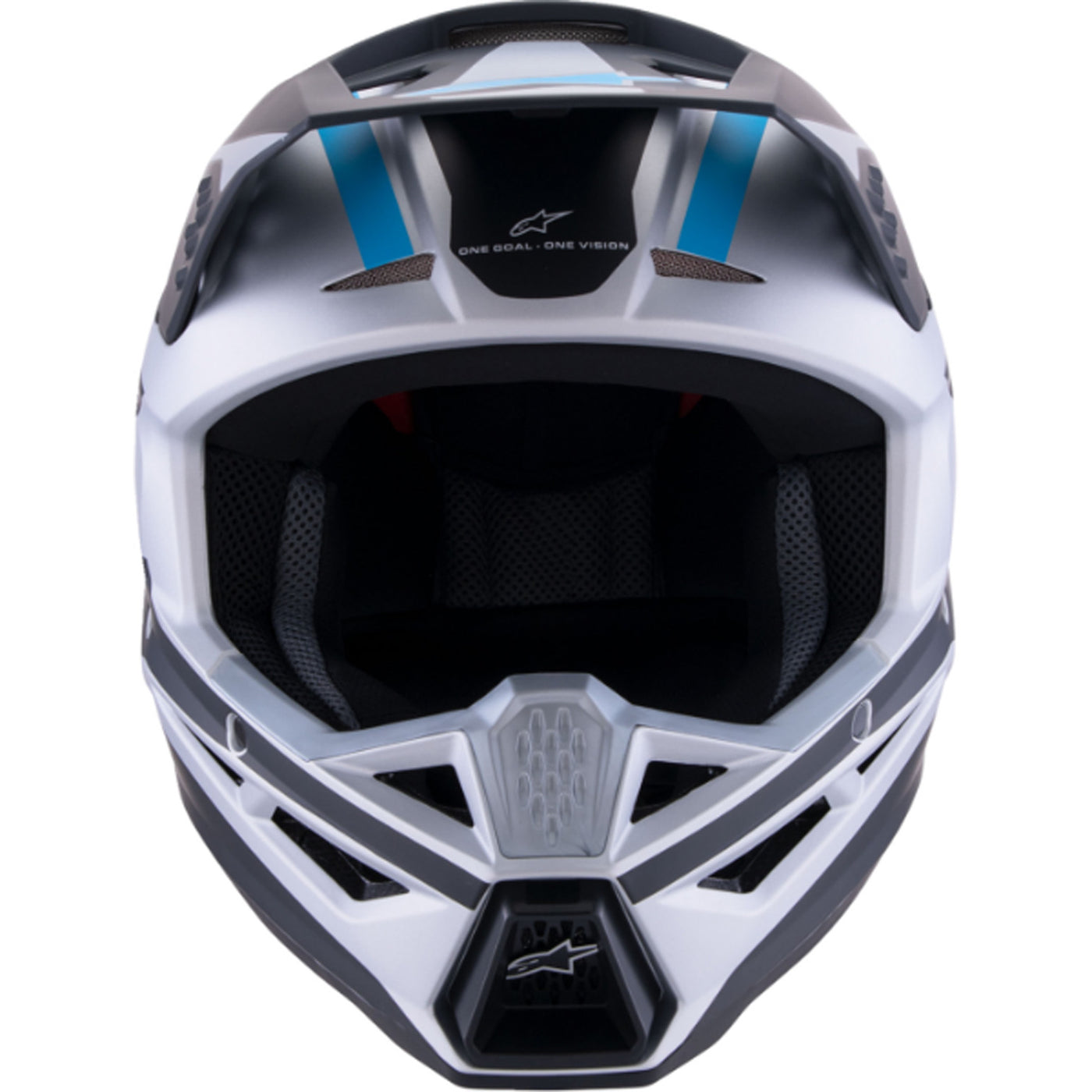 Alpinestars SM3 Heat Helmet Matte Silver/Blue/Black - Front View