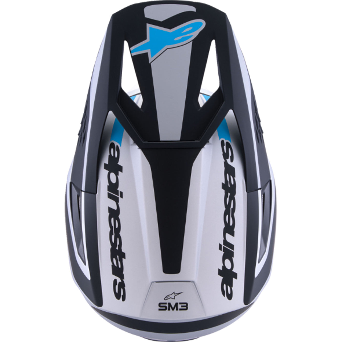 Alpinestars SM3 Heat Helmet Matte Silver/Blue/Black - Top Down View